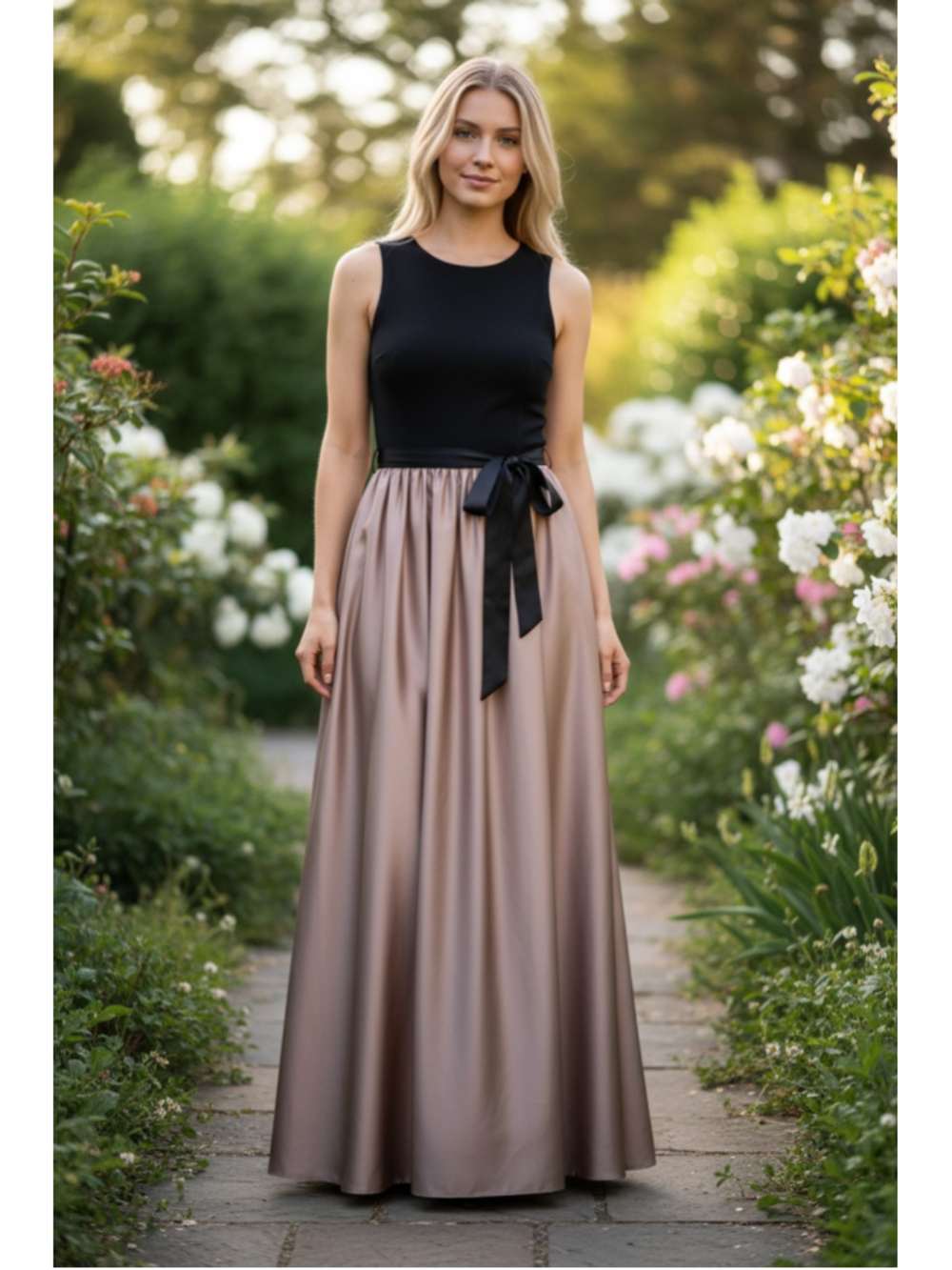 Women's Betsy & Adam Maxi Dress Size 4 Black and Beige